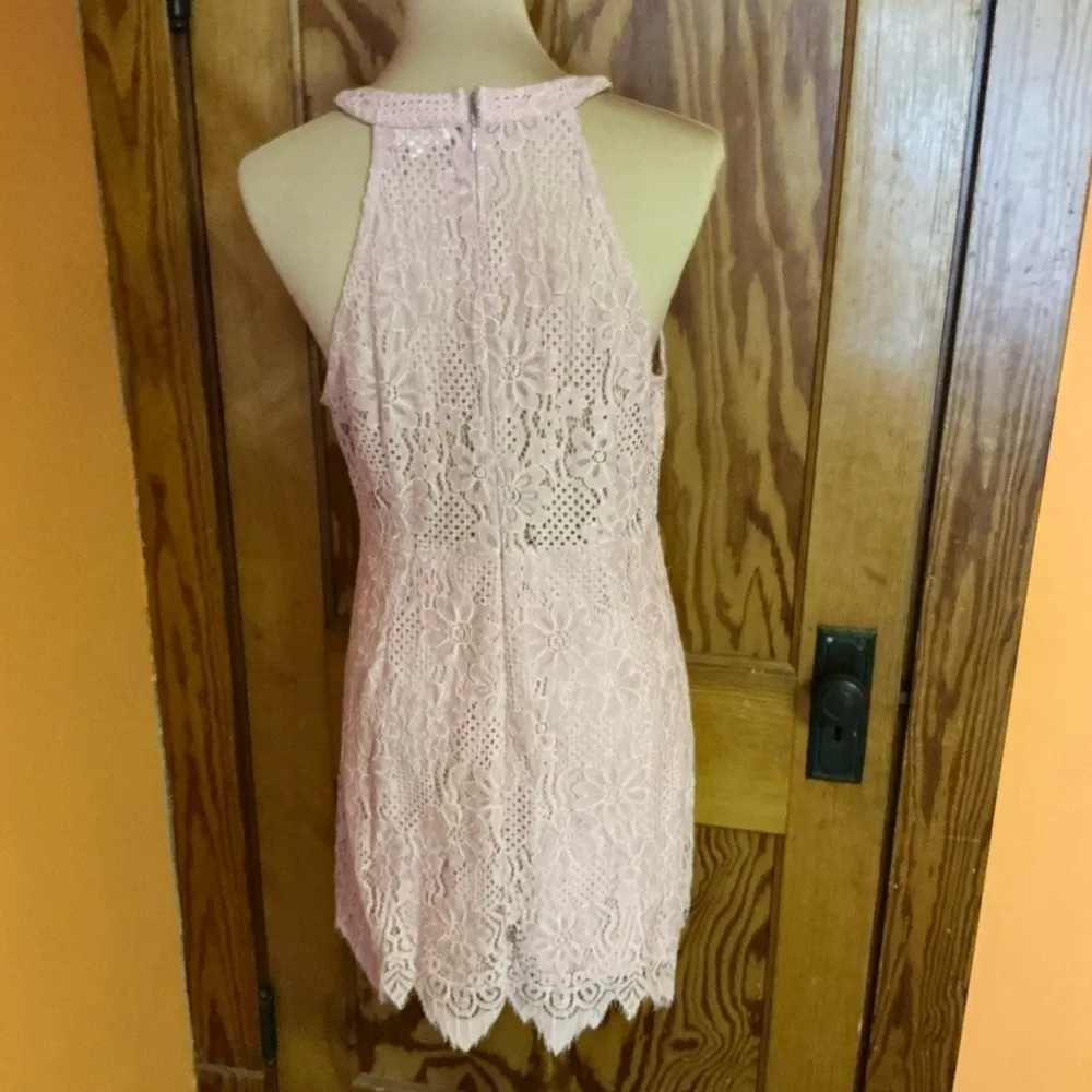Anthropologie Entro feminine pink lace mini dress - Image 12