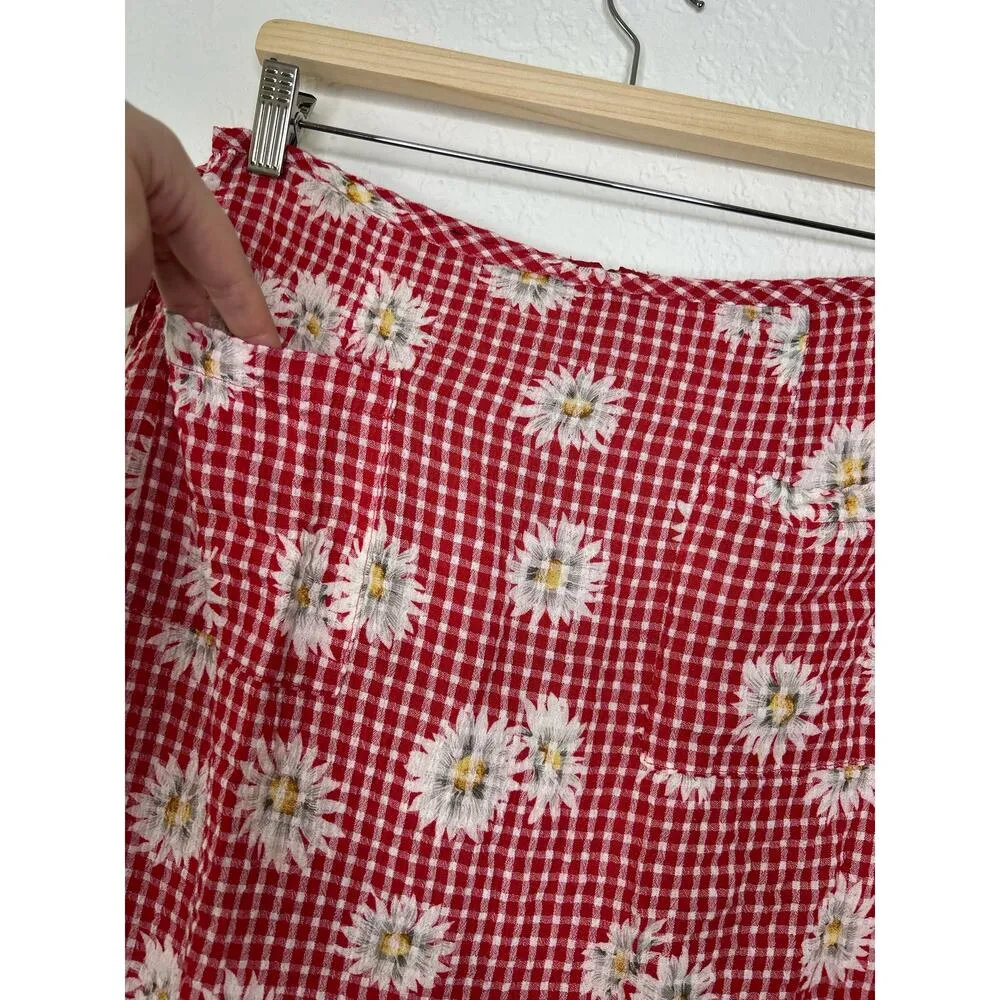 My Michelle Vintage Cottagecore Plaid Daisy Midi Skirt 13 - Image 4