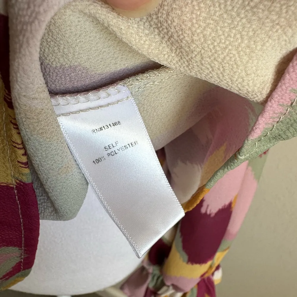 Fate Pink Yellow Print Bishop Sleeve Blouse Women’s M Preppy Workwear Business - Image 4