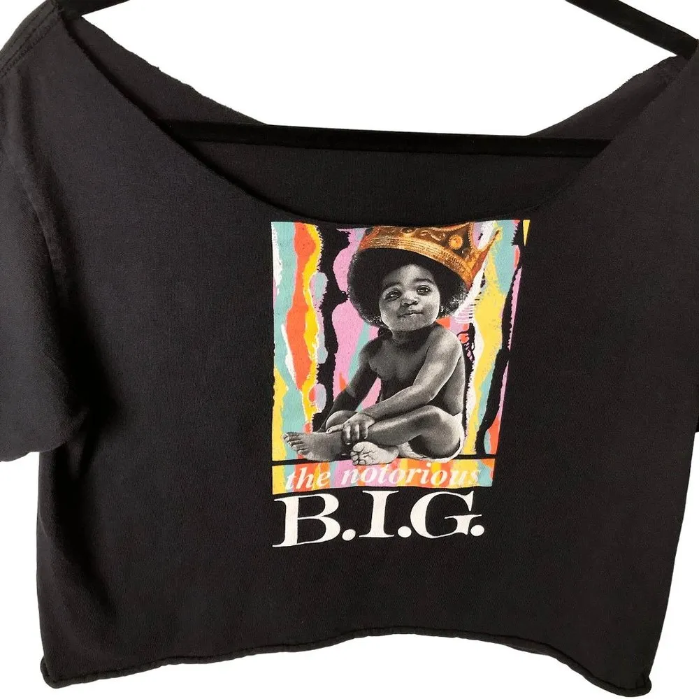 The Notorious B.I.G. T Shirt Music American Rapper Raw Hem Graphic Tee Crop Top Size L - Image 2