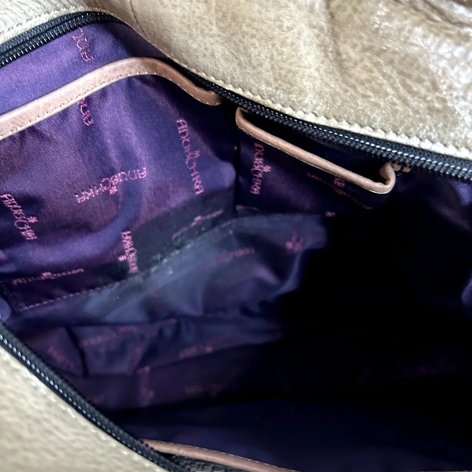 Anna Anuschka Double Handle Shoulder Bag Floral Butterfly Tote *No Crossbody - Image 13