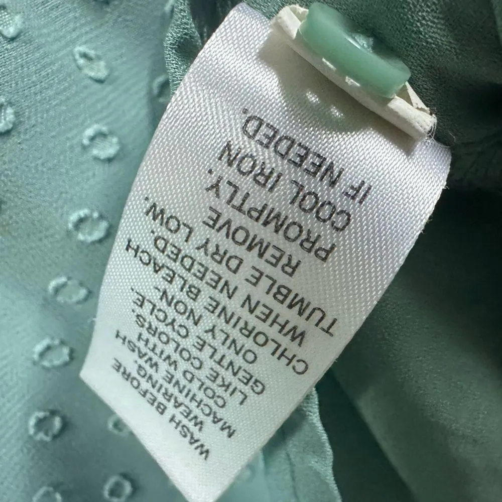 EVRI Sage Green V Neck Swiss Dot Button Up Short Cap Sleeve Blouse Womens 1X - Image 14
