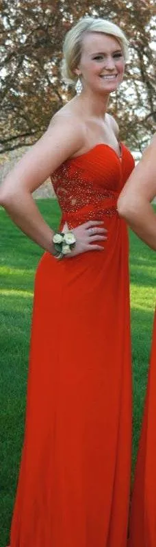 Cache Red Strapless Prom Dress - Image 2