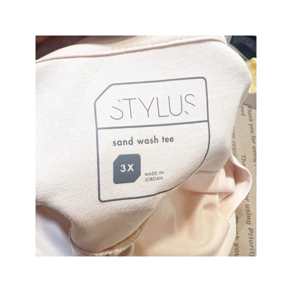 Stylus 3X Women’s Sand Wash Tee Peach Tan NWT Activewear Scoop Neck Modal Blend - Image 5