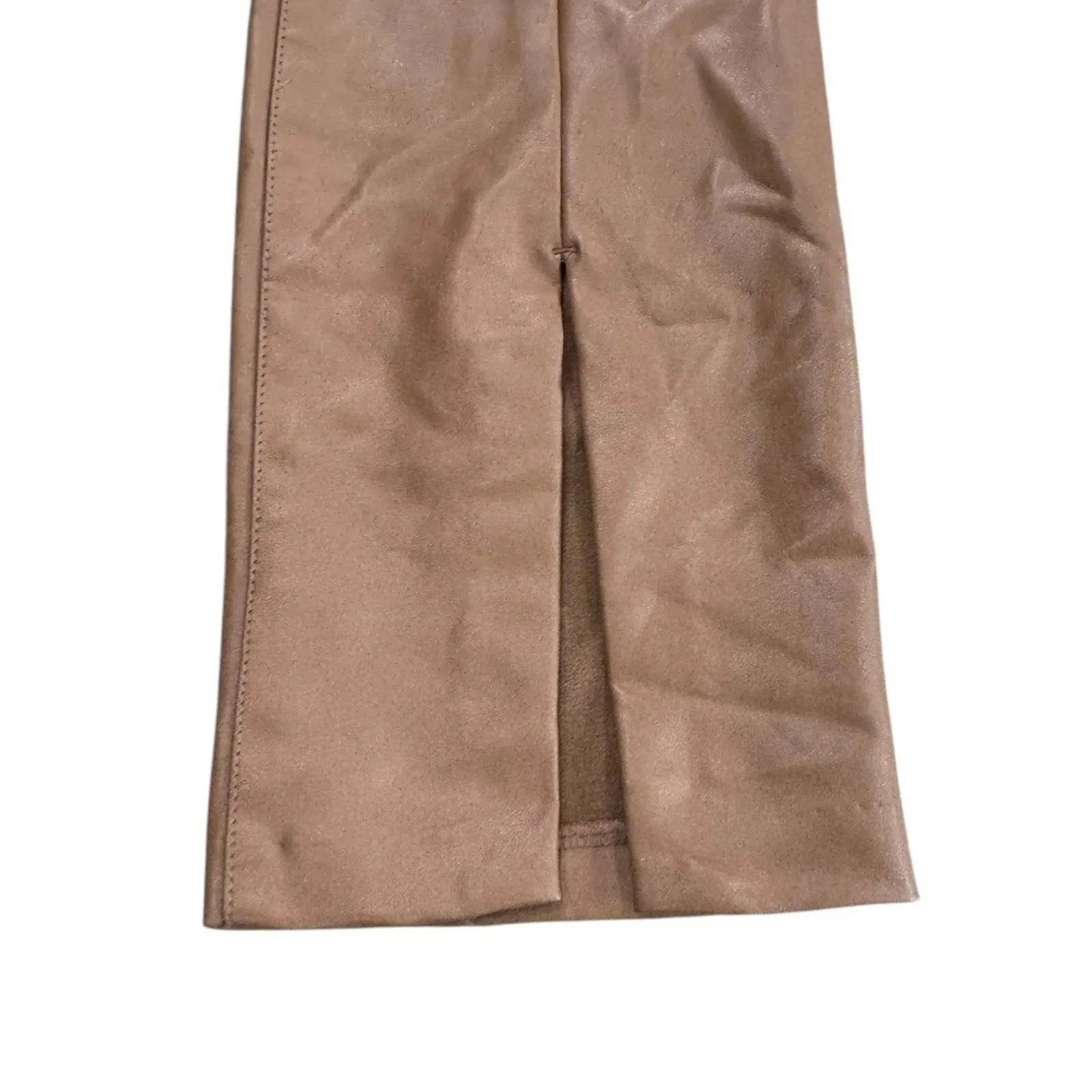 Abercrombie & Fitch Skinny Ultra High Rise Faux Leather Split Hem Pants Brown 4 - Image 6