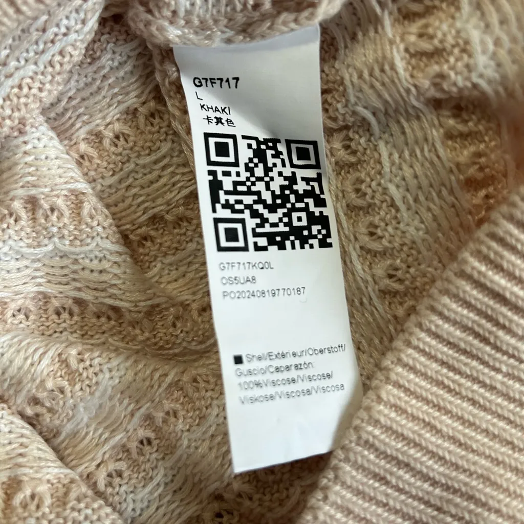 Women’s Knit Lounge Set – Khaki Beige Textured Polo Top + Wide Leg Pant (Size L) Size L - Image 4