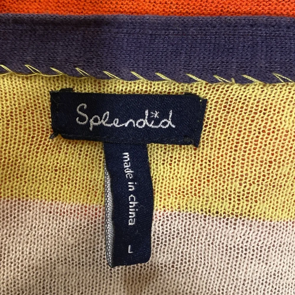 Splendid Multicolored Striped Open Asymmetrical Cardigan Size Large - Image 3