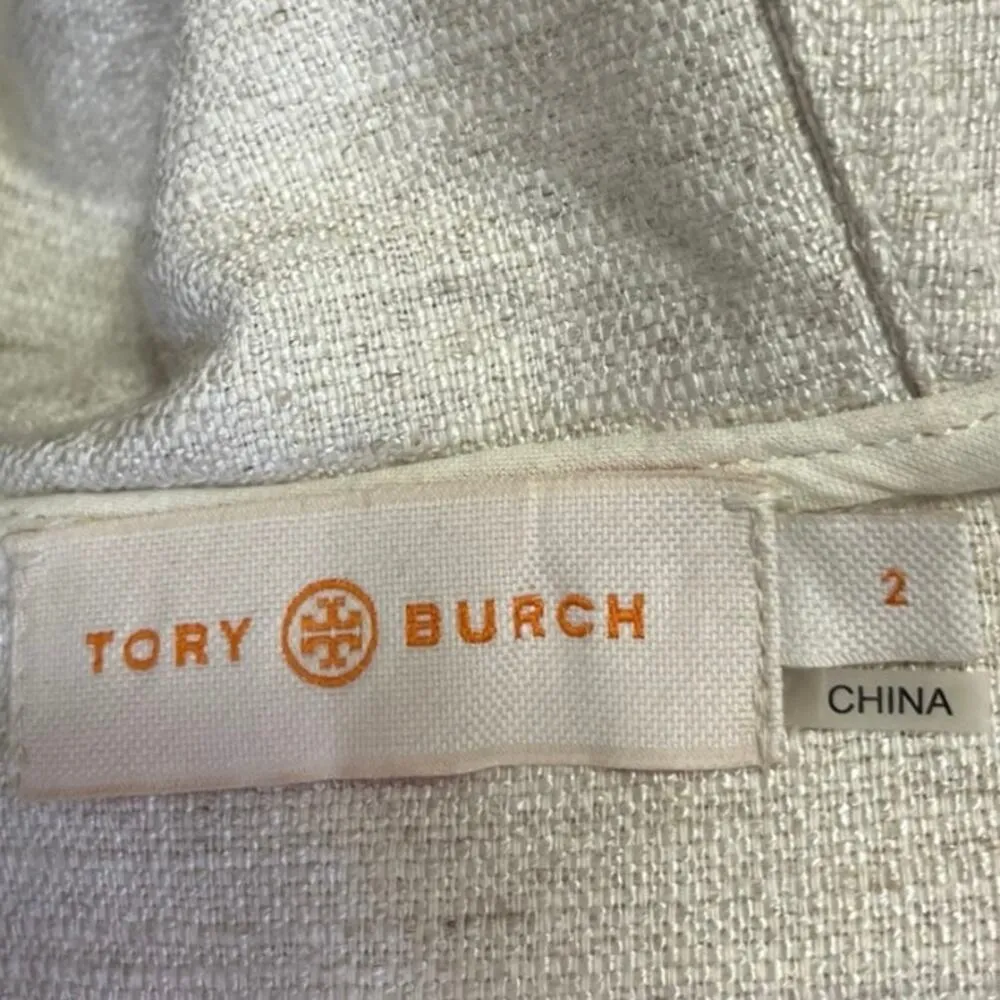 Tory Burch Ivory Zip Fringe Poncho Striped Long Sleeve Pockets Hoodie Jacket Top - Image 4