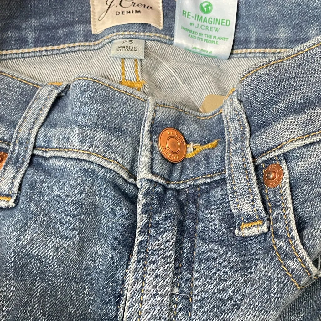 J. Crew 10” Toothpick Lightly Distressed Straight Leg Denim Fair Trade $128 NWT - Image 6