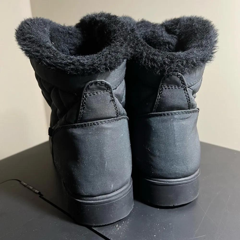 Sporto Black Winter Snow Boots Women’s Sz 9 Faux Fur Zip up Missing insole - Image 7