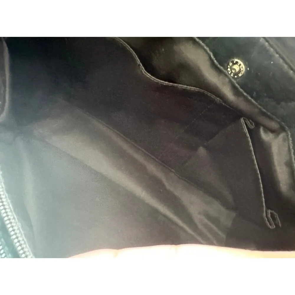 Penelope Black Pebble Leather Leaf Zipper Medium Satchel Tote Bag Purse - Image 10