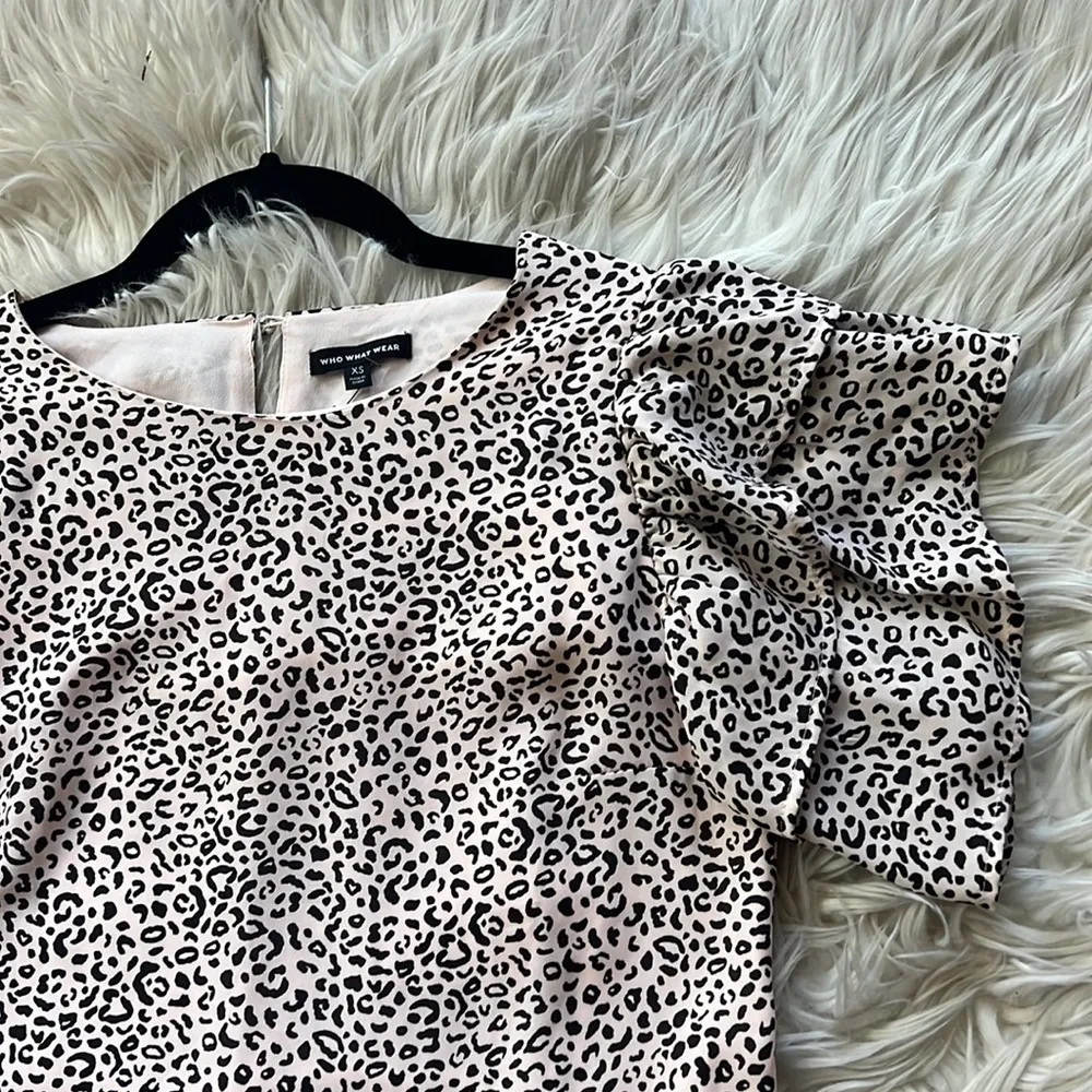 WHO WHAT WEAR pink leopard ruffle dress - Image 13