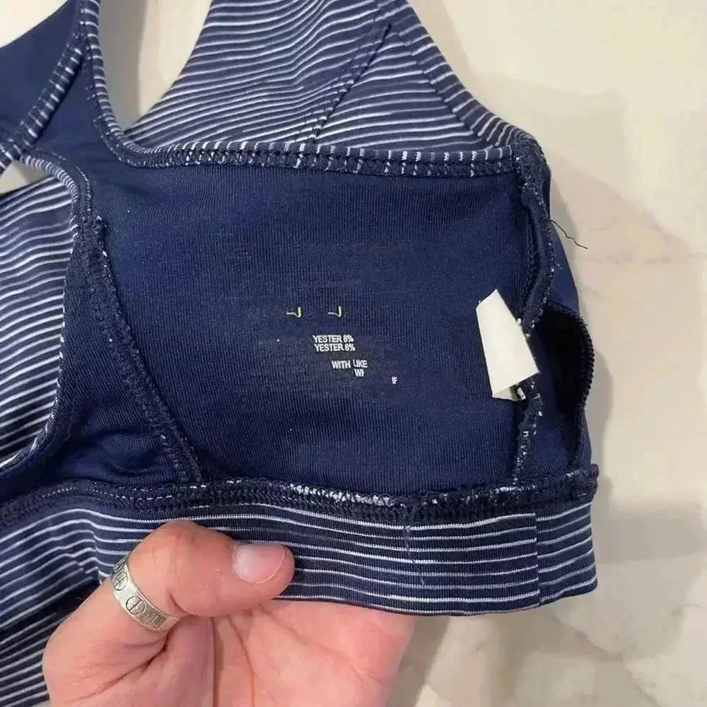 Tek Gear Padded Sports Bra Blue Medium Support Keyhole Back Womens Small Workout - Image 5