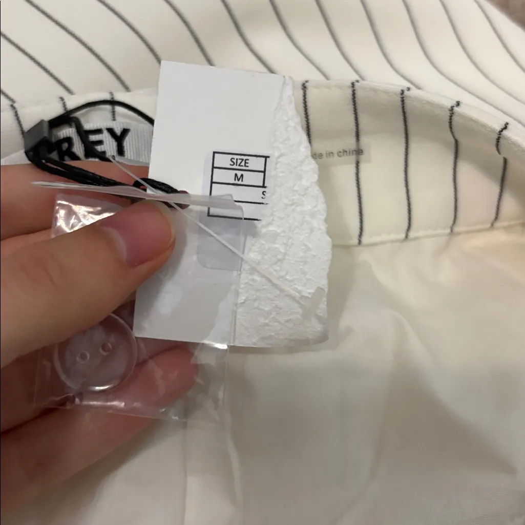 NWT Anthropologie Grey Lab Pinstripe Wide Leg Trouser Pant M White Size M - Image 9