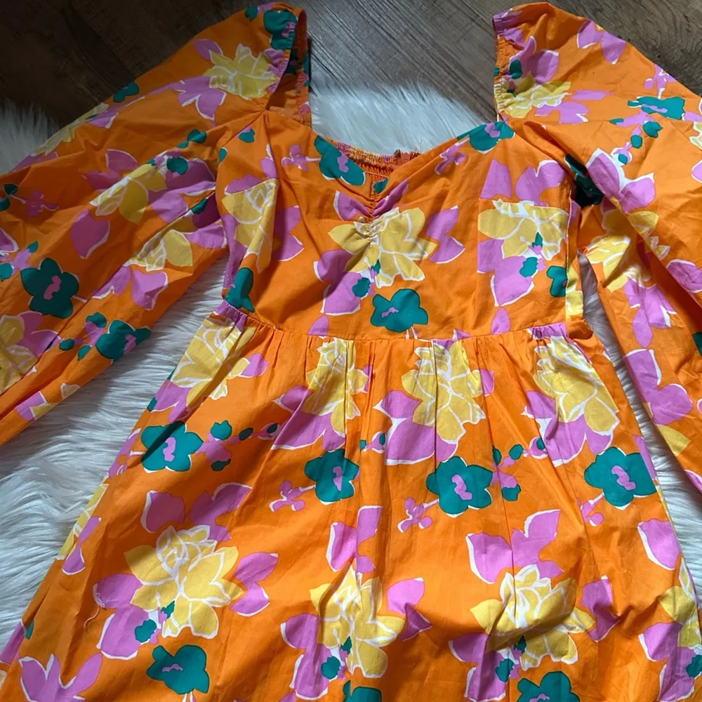 HELLO MOLLY Sweet Macaron Mini Dress In Orange Floral - Image 9