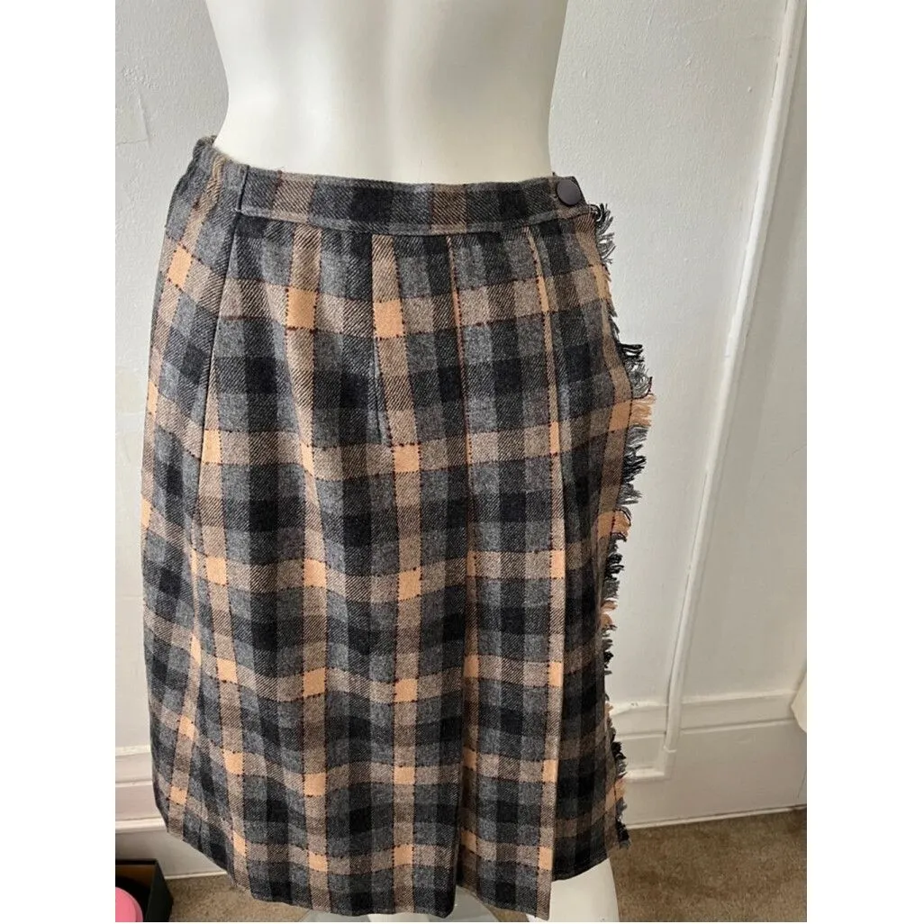 Vintage 80s Womens wool plaid romantic equestrian skirt suit Size S scarf rustic - Image 10