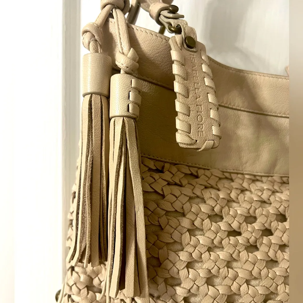Isabella Fiore Tan Woven Leather Shoulder Bag - Image 2