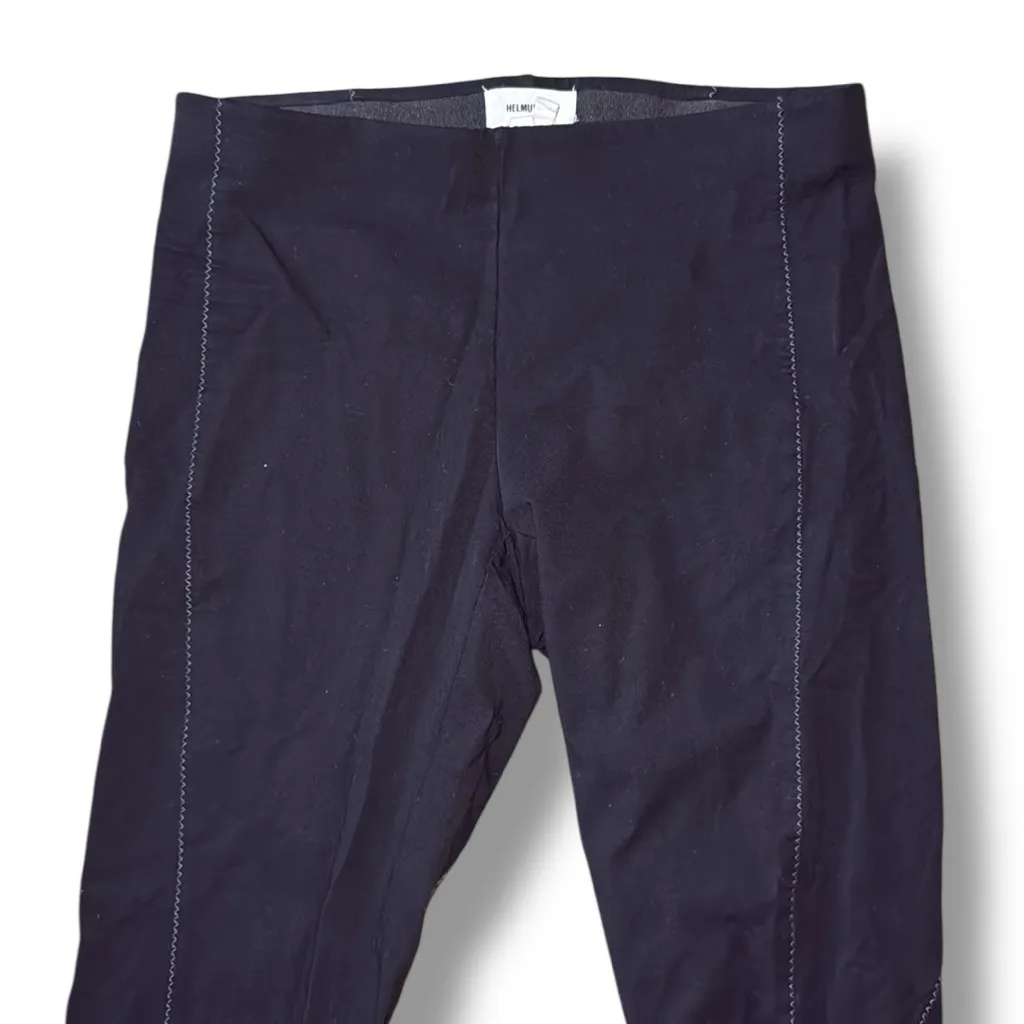 Helmut Lang Black Reflex Bodycon Leggings Contrast Topstitch Detail Trim Size Sm - Image 5