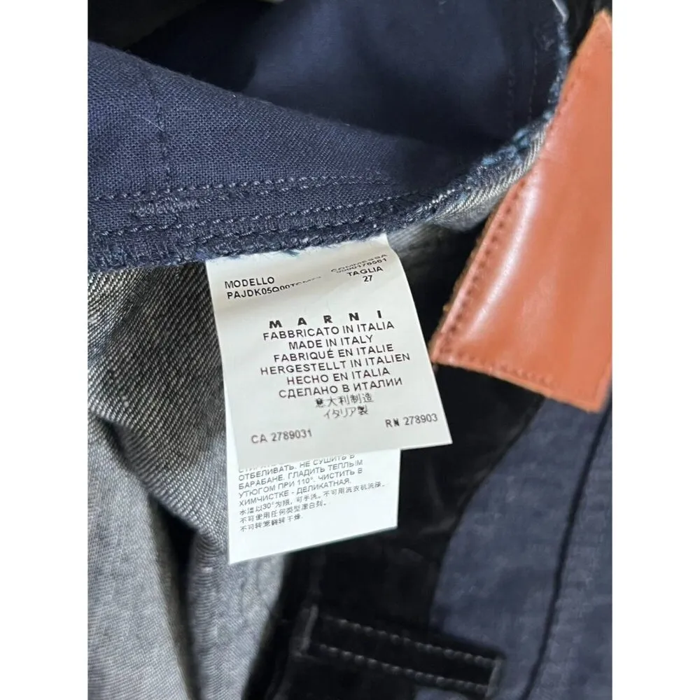 Marni Linen blend Denim Edition Velvet Speckled Jeans Dark Wash 27 W32in - Image 6