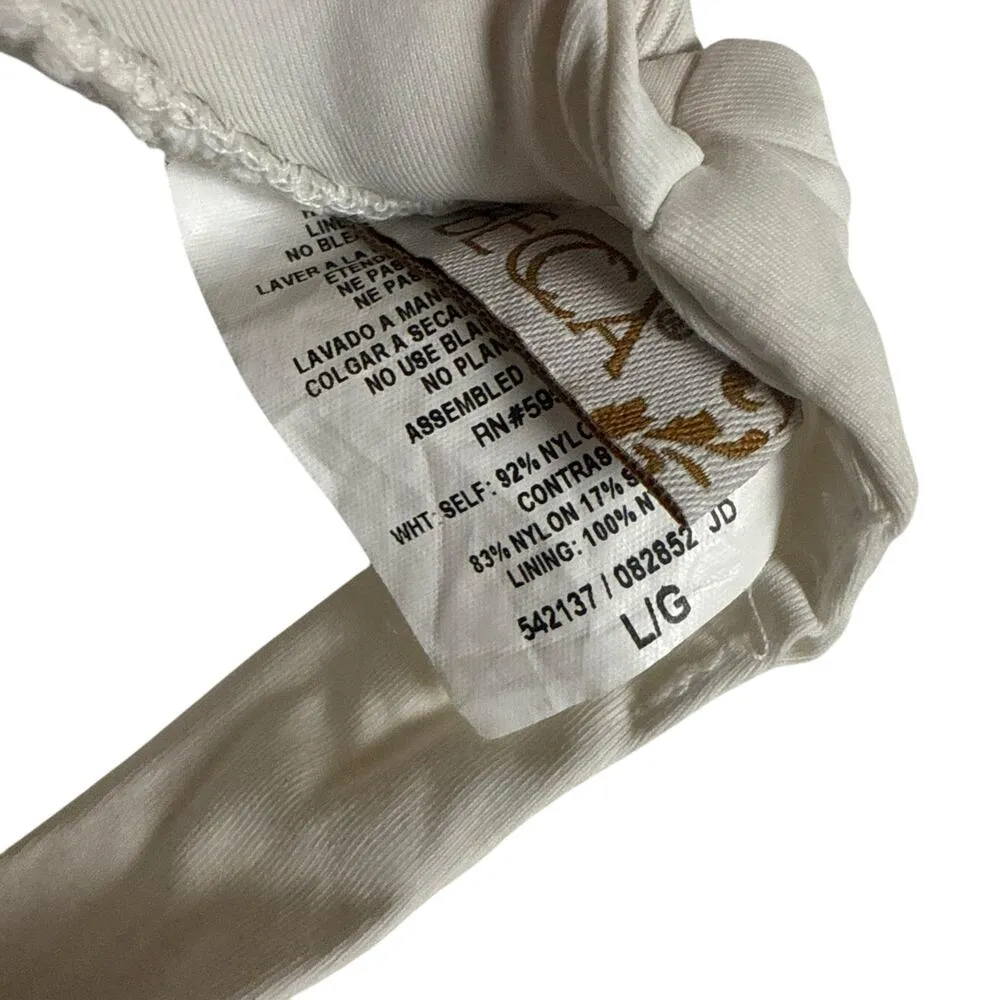 Becca Rebecca Virtue Modern Edge White Ribbed Lace Up Strappy Halter Bikini Top - Image 5