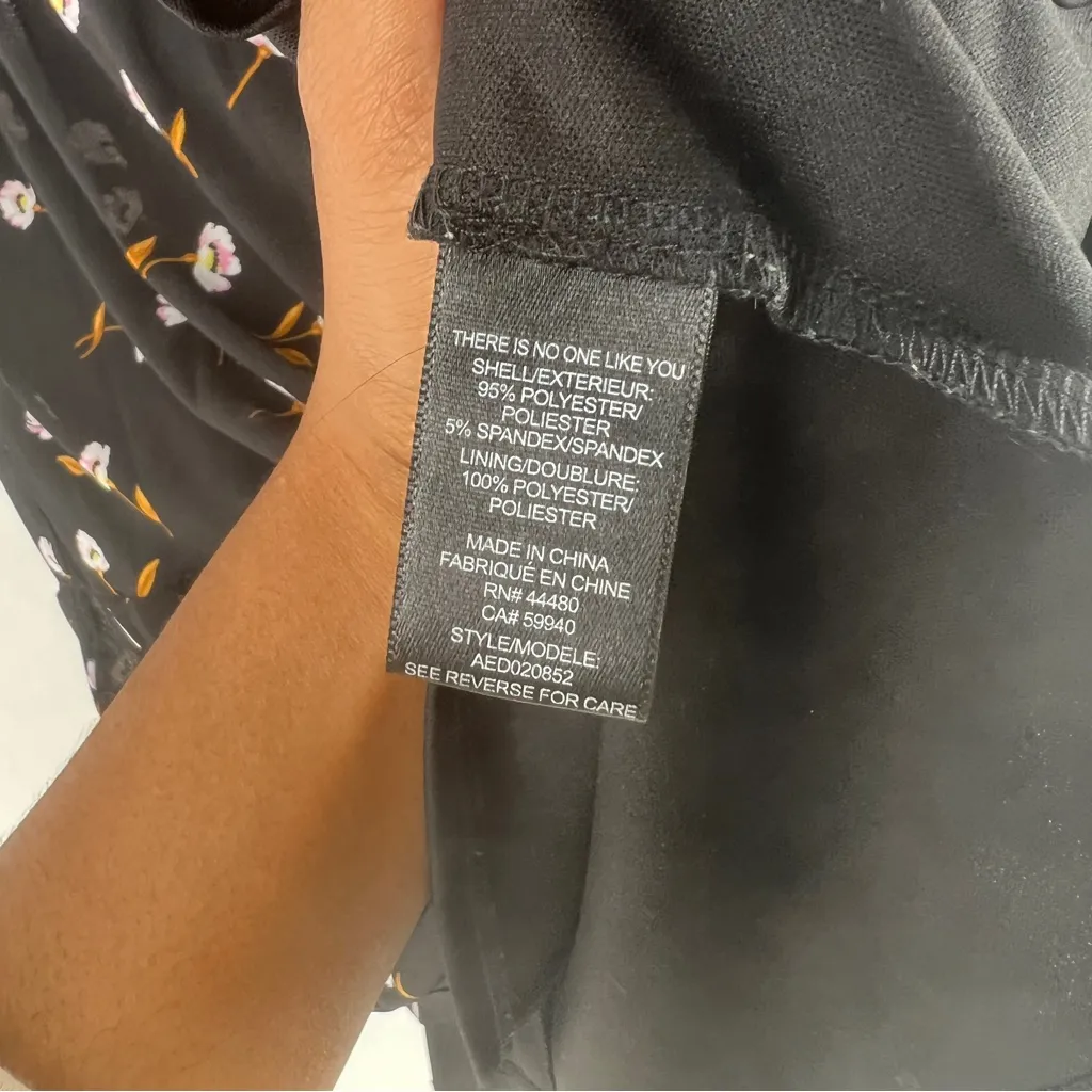 AFRM Noir Spring Floral Sheer Mesh Tiered Long Sleeve Mini Babydoll Dress Size M Black Size M - Image 11