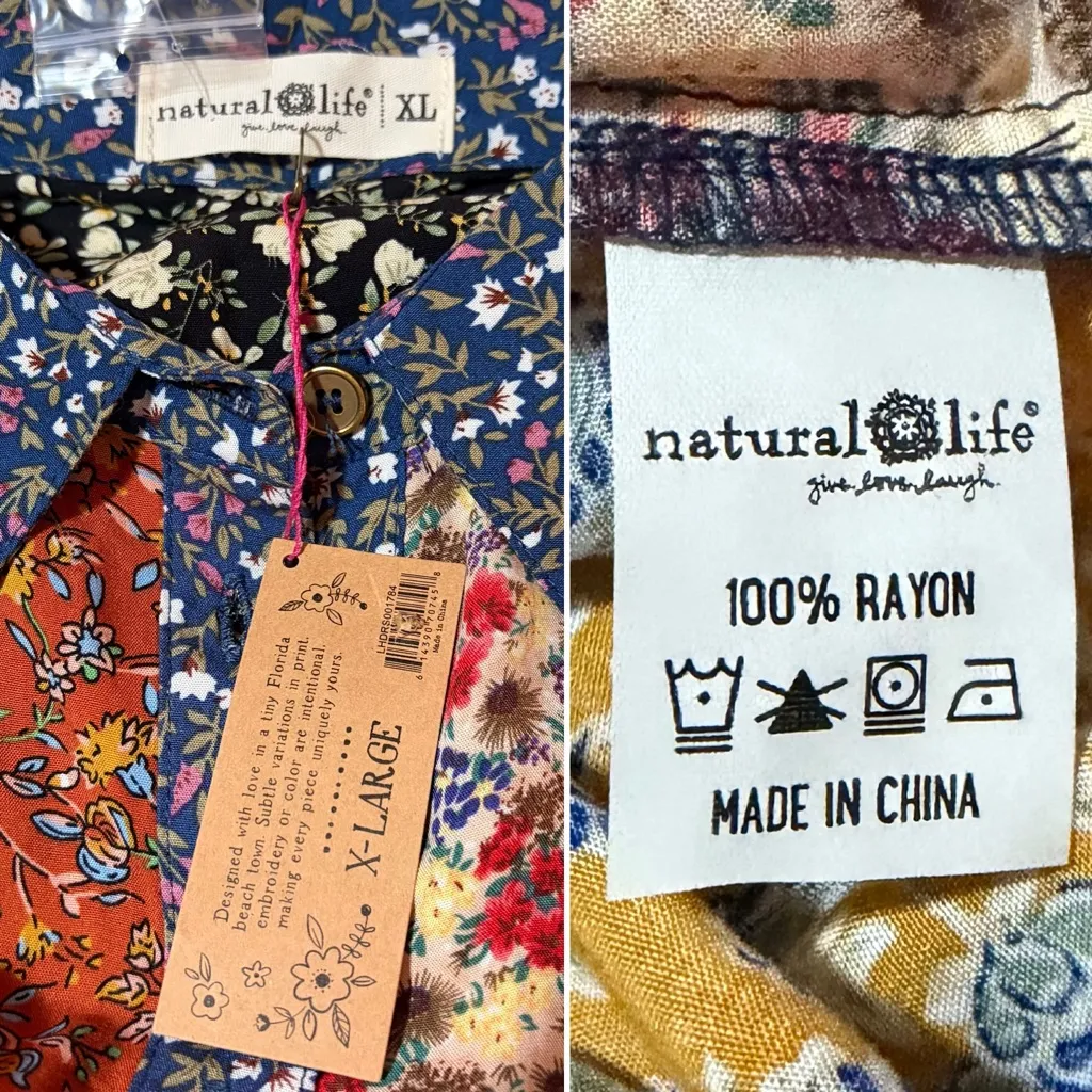 Natural Life Multicolor Patchwork Esme Floral Maxi Shirt Dress Kimono XL NWT - Image 10