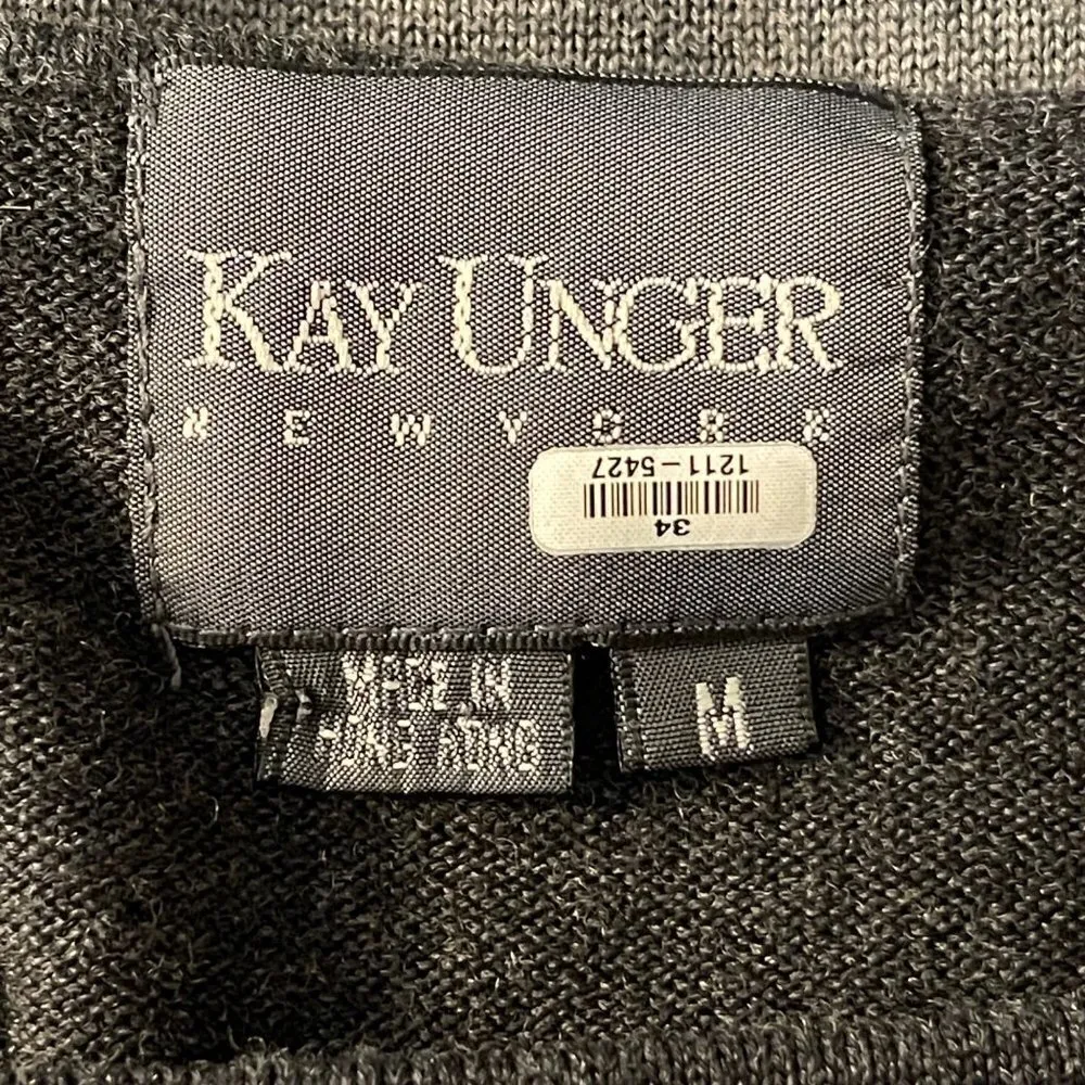 Kay Unger Gray Merino Wool Color Block Sweater Dress M READ - Image 5
