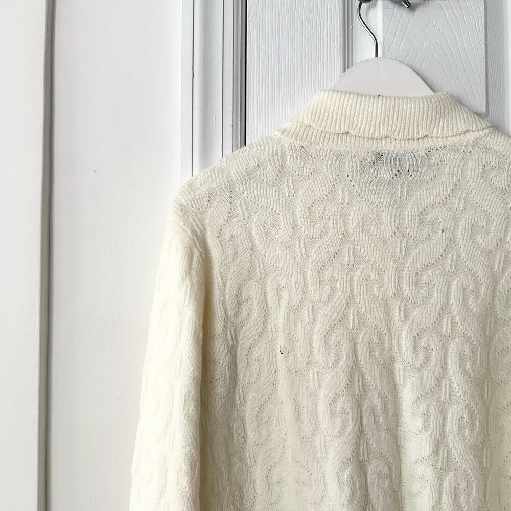 Cuddle Knit Wintuk Vintage Orlon Acrylic Collared Cable Knit Button Cardigan M Size M - Image 11
