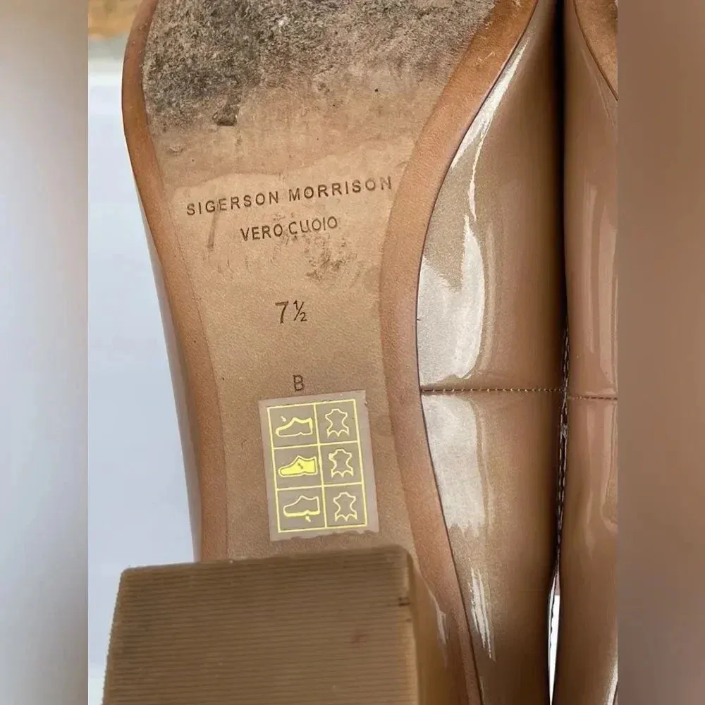 Sigerson Morrison Women's Kairos Patent Leather Mary Jane Pumps 7.5 Tan - Image 9