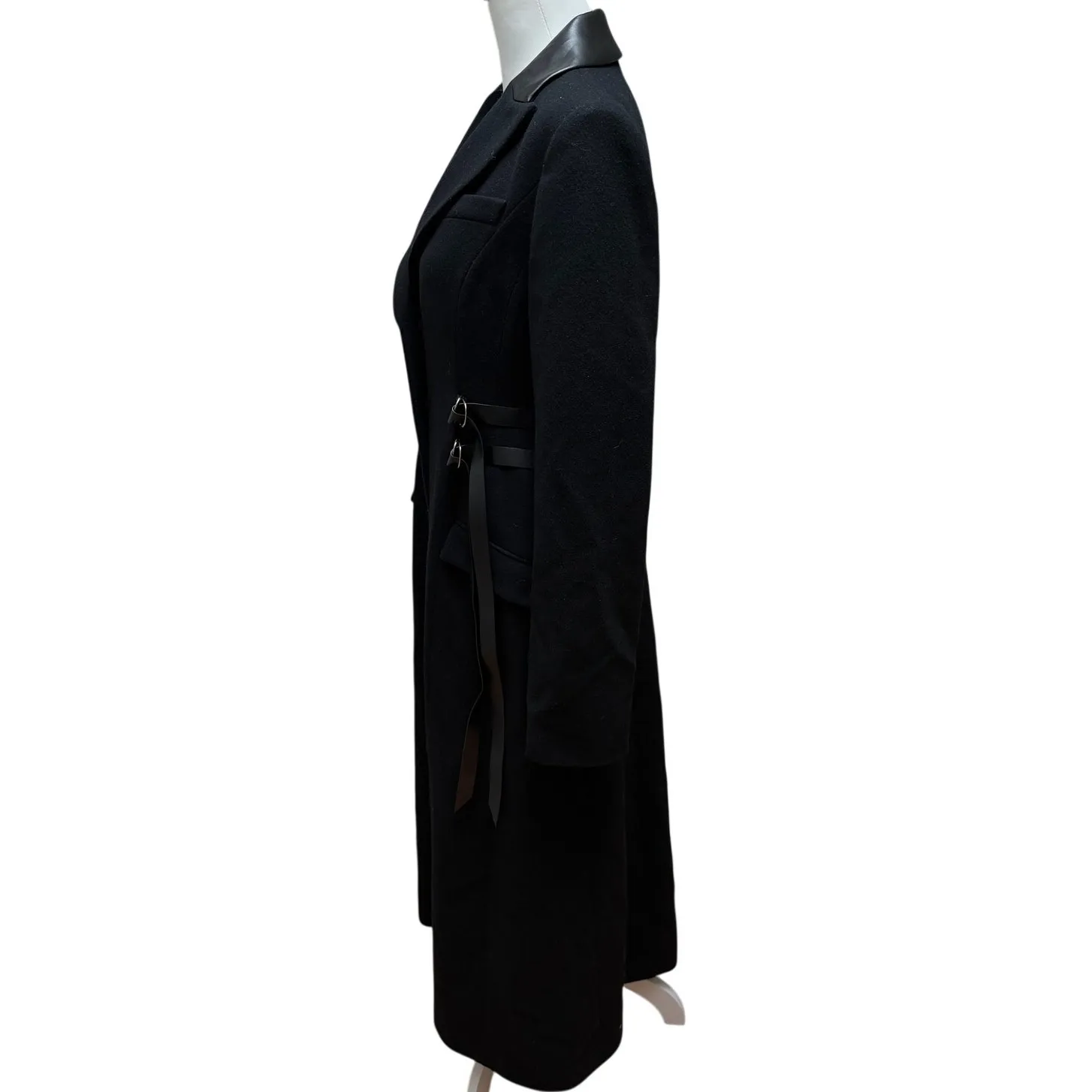 NEW ADEAM Trench Coat Full Length Wool Women’s 4 Black Harness Luxury Minimalist - Image 4