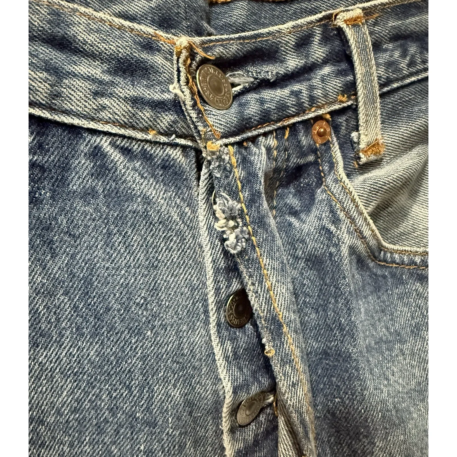 VTG Levi's 501 USA TX Wide Leg Flare Jeans Revival Distressed 90s Grunge 28 OOAK - Image 4