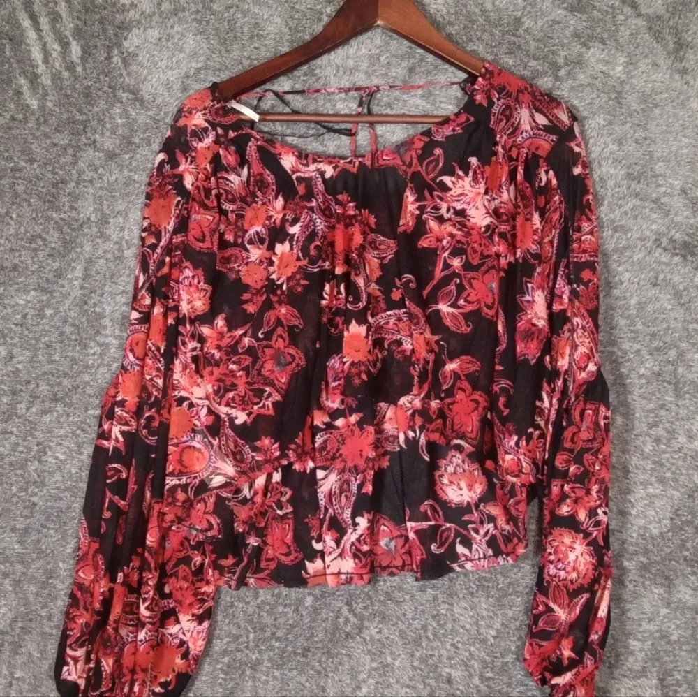 Free People up for nothing cropped boho festival country blouse women's S - Image 5