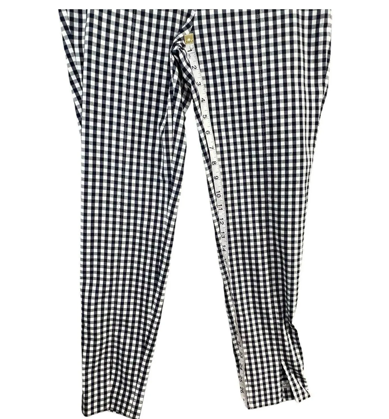 J McLaughlin Georgina Ankle Pant Women 2 Blue White Gingham Check Stretch Preppy - Image 8