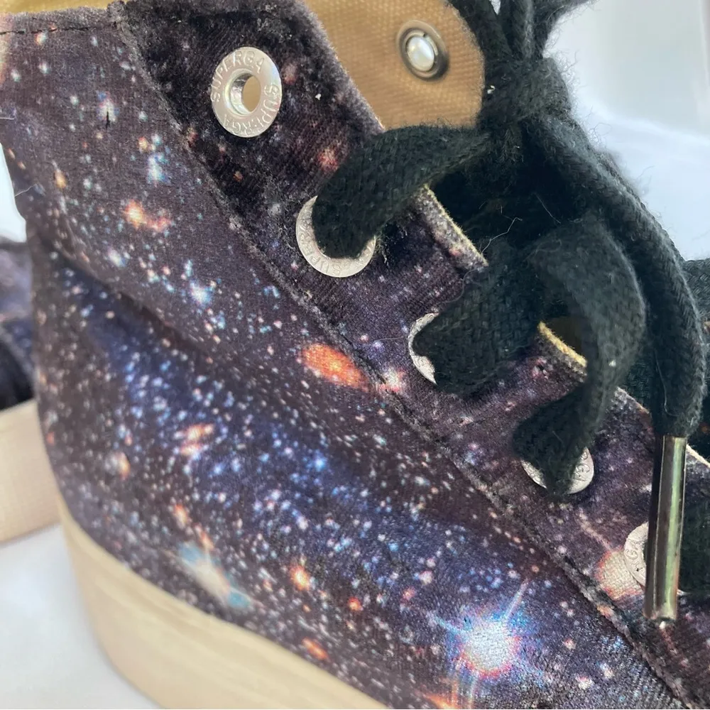 Size 7-- Velvet Space Galaxy High Top Platform Sneakers - Image 9