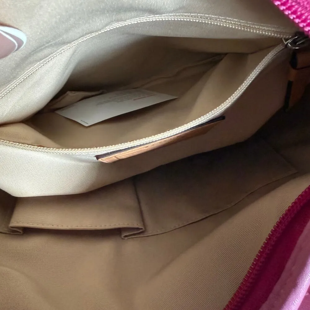 NWT COACH Rugby Stripe Pink Leather Duffle Crossbody Shoulder Bag F13357 - Image 9