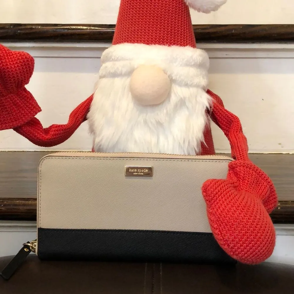 KATE SPADE Taupe Black Gold Zipper Credit Card Coin Continental Wallet Authentic - Image 13