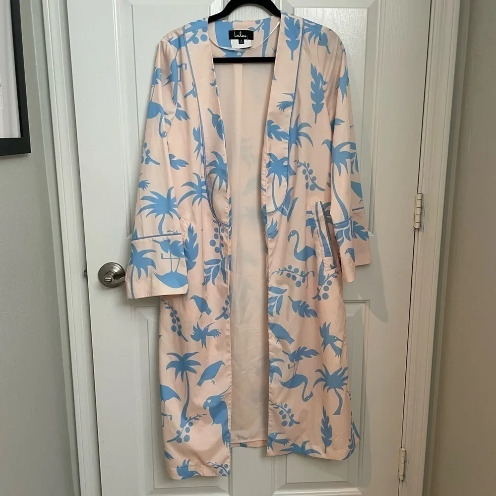 Lulus  Flamingo Bird Tree 46” Long Cardigan Kimono - Image 2