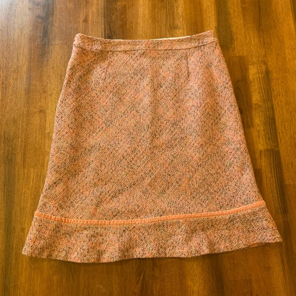 Gap skirt 10 Pink Y2K Wool Acrylic Woven Boucle Knit Ruffled Trim Lined zipper - Image 8