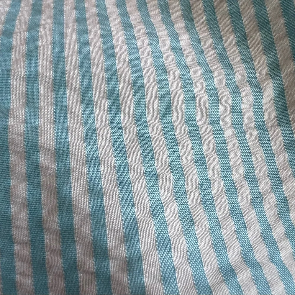 VTG y2k Ralph Lauren Black Label Mini Skirt Gauzy Cotton Preppy Blue Stripe Sz 4 - Image 6