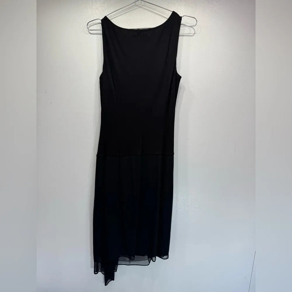 Coldwater Creek Black Sleeveless Semi Formal Wrap Dress Red Brooch Whimsigoth - Image 3