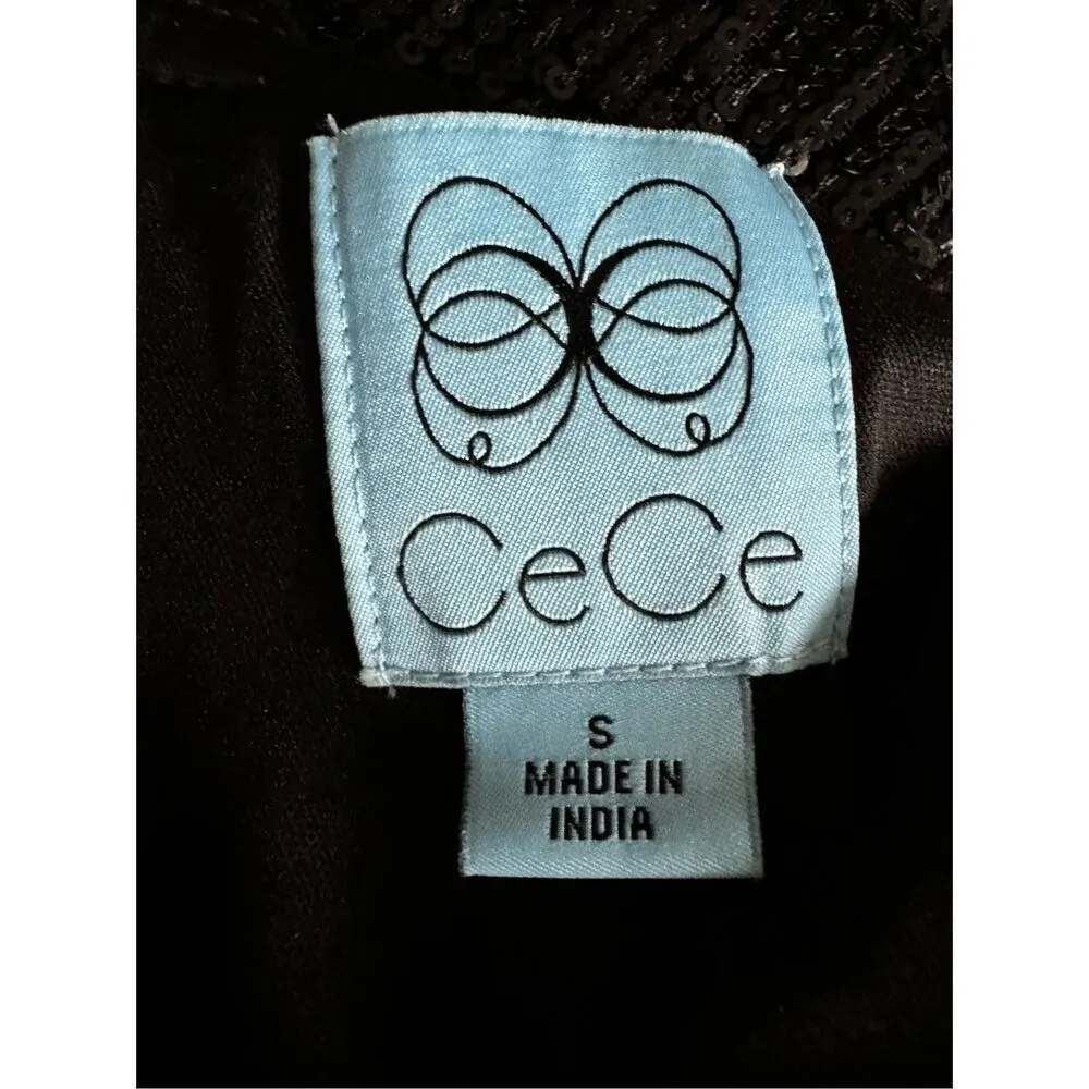 CeCe One Shoulder Sequin Dress With Bow NWT Black - Image 10