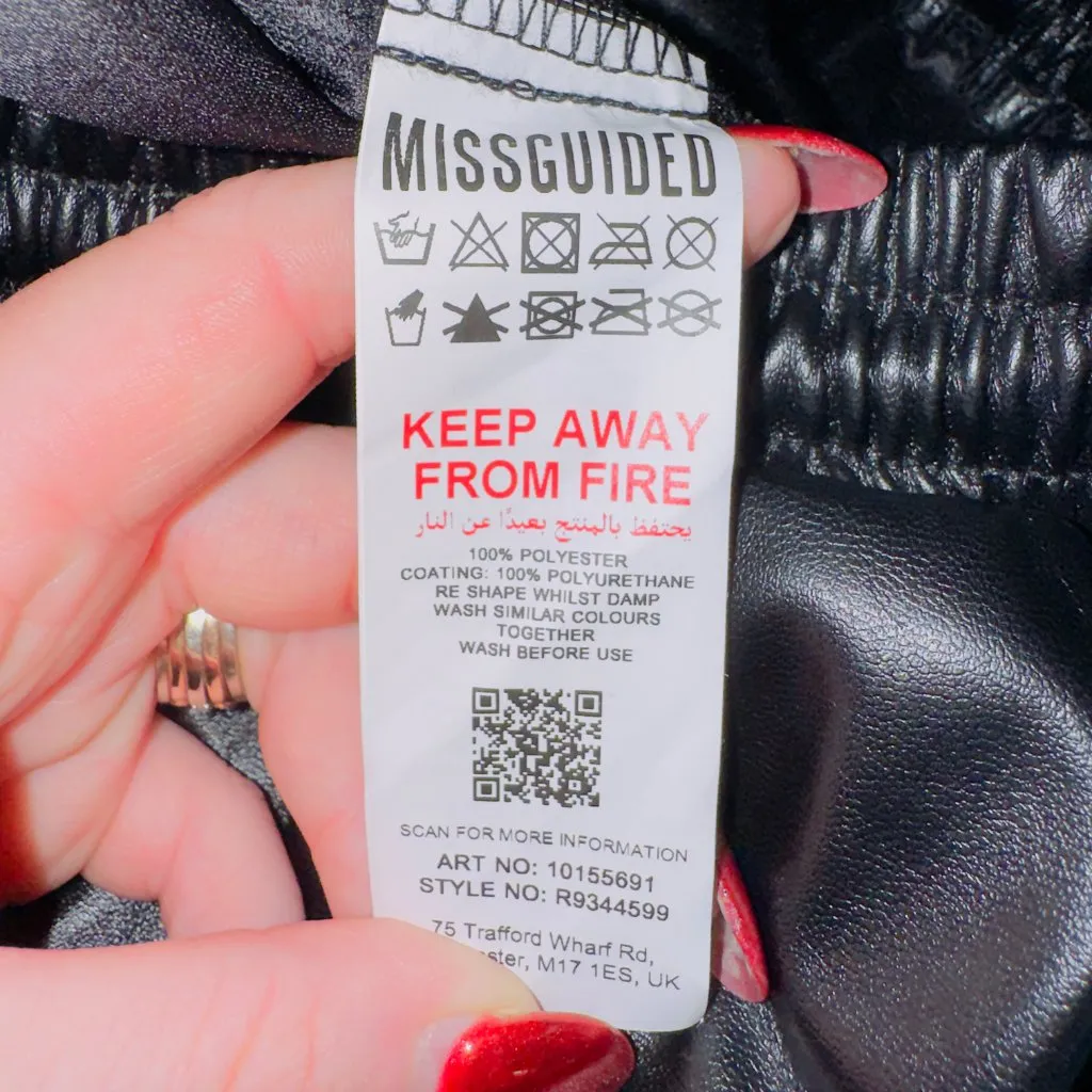 Missguided NWT Faux Leather Jogger Pants Black High Waist Pull On Elastic Cuff 8 - Image 7