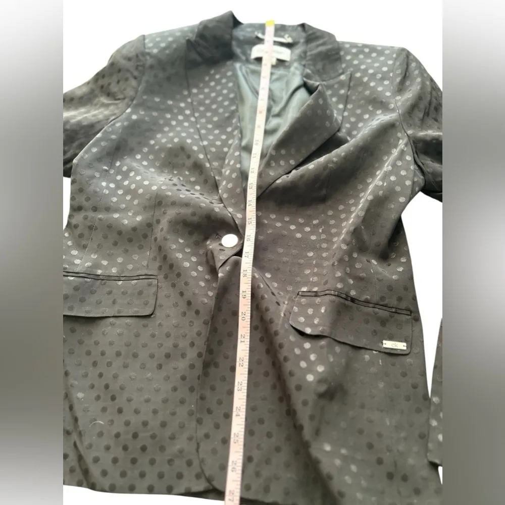 Calvin Klein Women's Polka Dot Blazer Black Size 10 Business‎ One-Button - Image 8