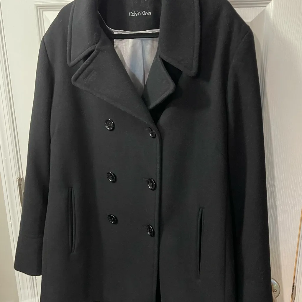 Calvin Klein Black Wool Cashmere Blend Peacoat Women's Approx SZ XL - Image 4