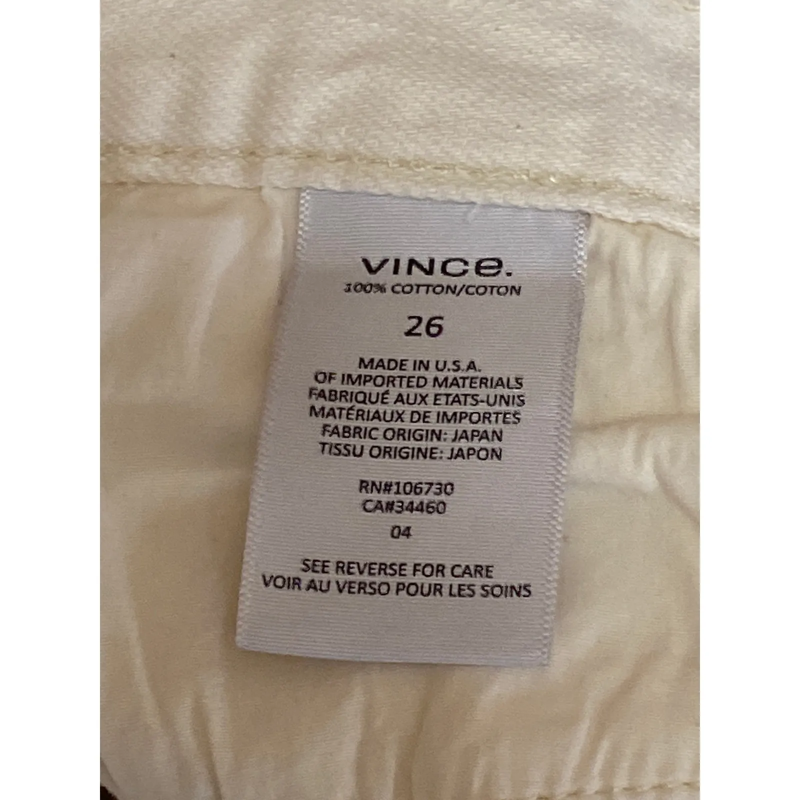 Vince Women's White High Waisted Frayed Raw Hem Straight Denim Jeans Pants Sz 26 - Image 5