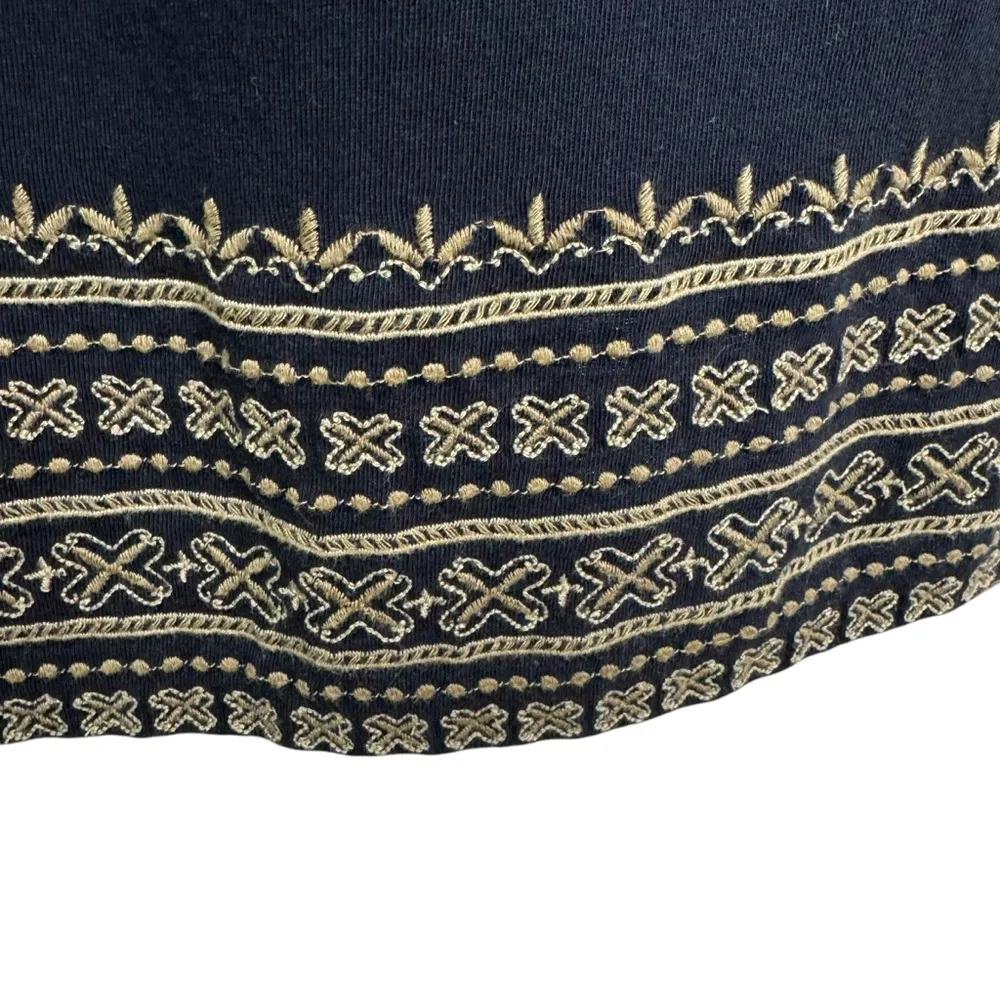 J. Jill Embroidered Cotton Blend Boho Knit Peasant Sheath Dress Black Size S - Image 7