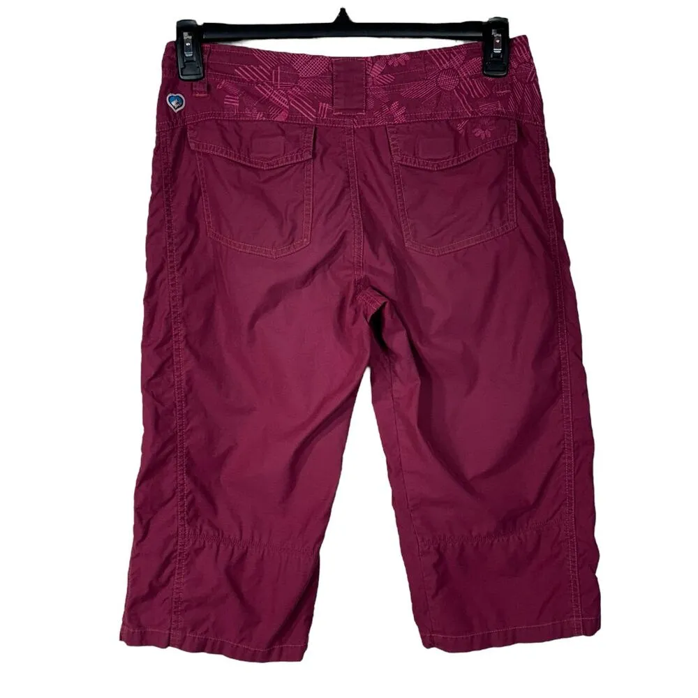Kuhl SZ 6 Capris Skimmers Floral Pockets Low-Rise Zip-Fly Lightweight Burgundy - Image 4