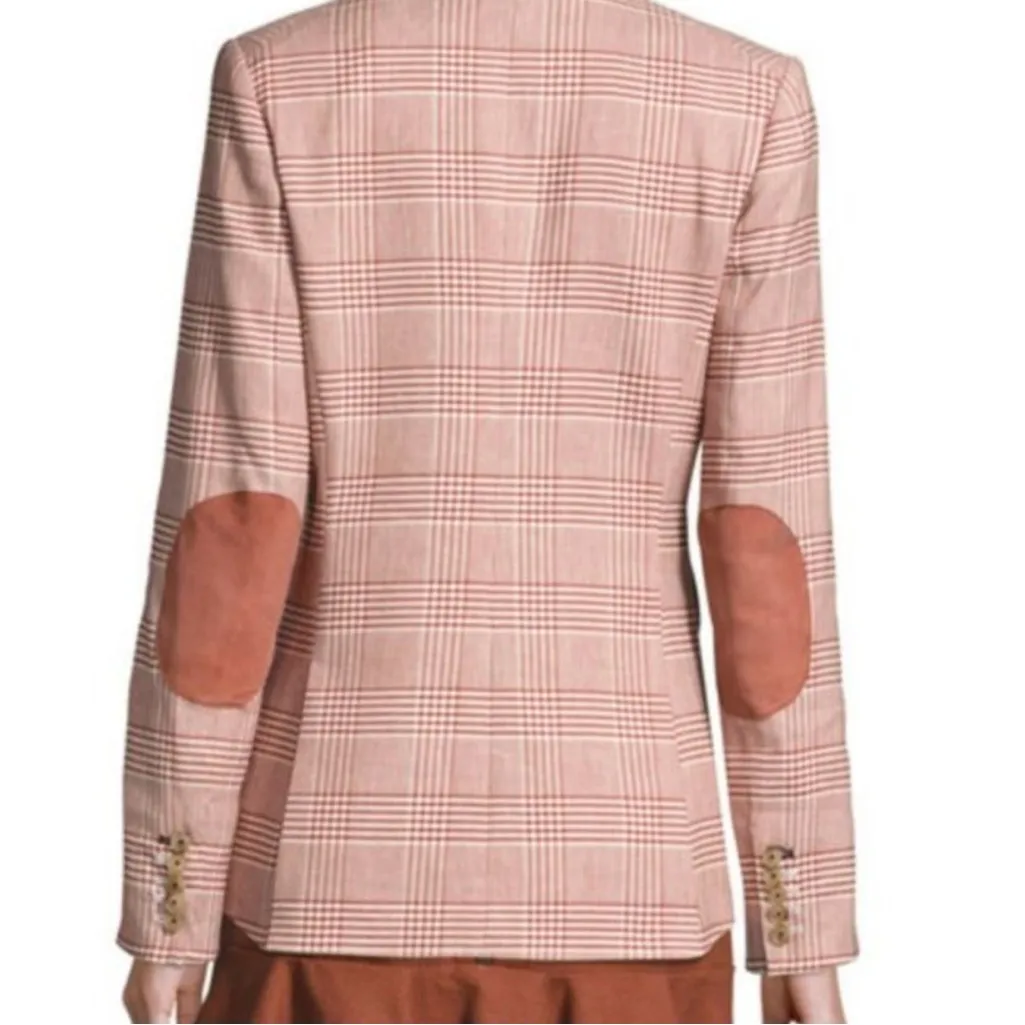 🆕 VERONICA BEARD Crew Glen Plaid Cutaway Dickey Jacket in Red/Cream Sz 4 - Image 3