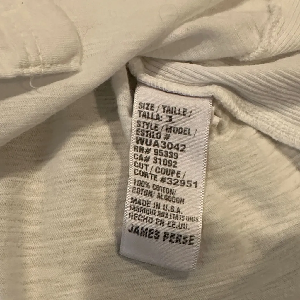 James Perse White Contrast Panel Shirt Button Down with 3/4 Sleeves Size 1 - Image 5