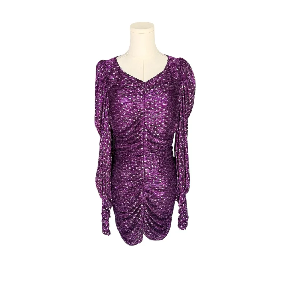 For Love & Lemons -  La Villette Metallic Polka Dot Mini Dress Purple Sz M - Image 5